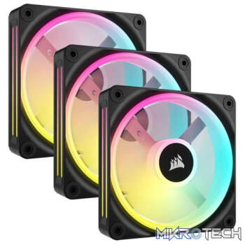 Corsair CO-9051002 QX120 iCUE Link 120mm ARGB 120mm PWM 2400 RPM Black Case Fan  Triple Pack